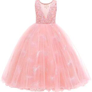 4-5T Lace Maxi Dress Formal Tulle Dress New With Tags Wedding Pagent Flower Girl